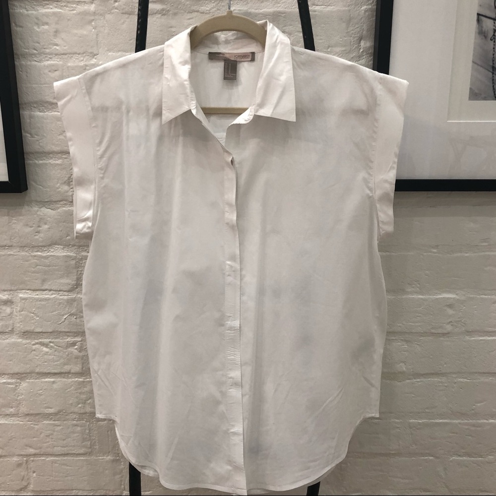 F21 White Collared Button Down Shirt